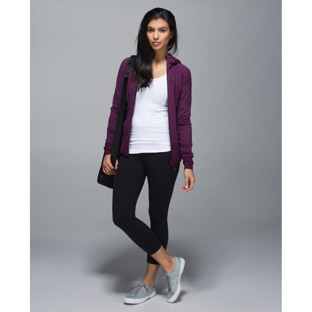 Lululemon In Flux Jacket Women Plum Purple Hooded Thumbholes Zip Up - Picture 3 of 13